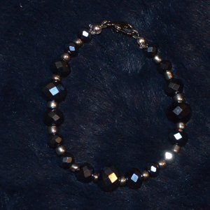 Black Faceted Beaded Bracelet w/ Lobster Clasp